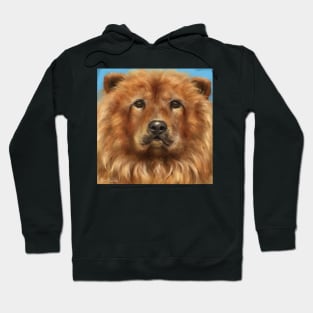 Painting of a Fluffy Golden Brown Chow Chow Dog Hoodie